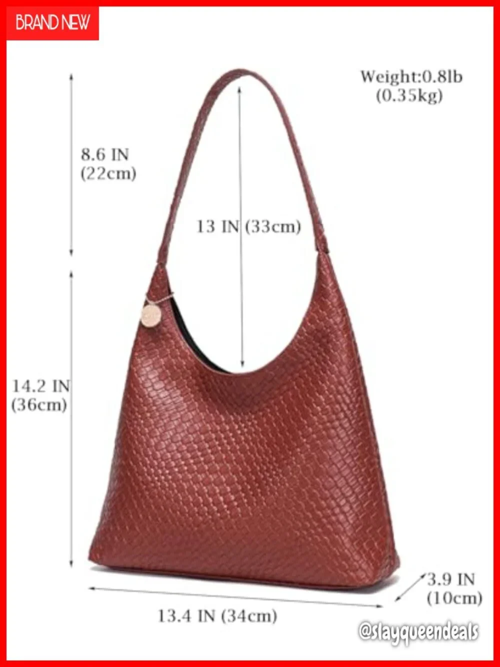 Vegan Leather Woven Hobo Tote Bag